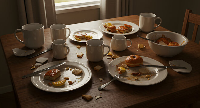 Table Breakfast Scene with Pastries
