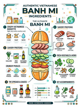 Authentic Vietnamese Banh Mi Ingredients Infographic and Culinary Recipe Guide