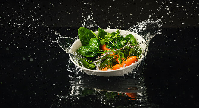 Fresh Greens and Carrot Salad in a Bowl