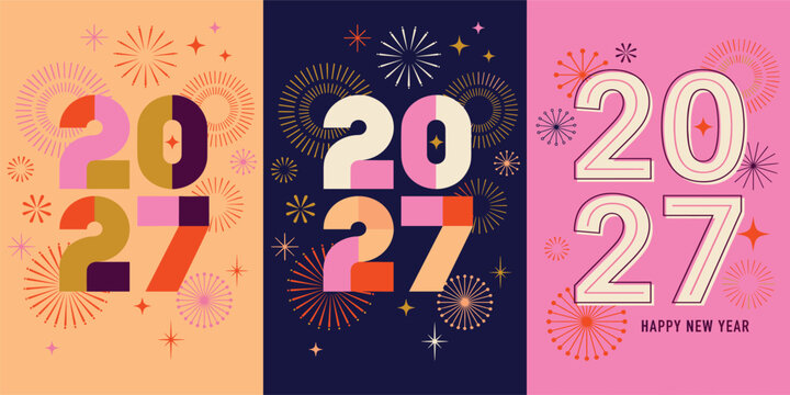 Colorful geometric New Year 2027 banner
