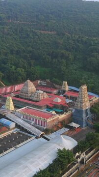 Vertical Aerial View of Simhachalam Temple Visakhapatnam India