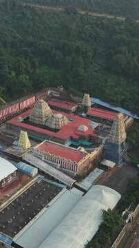 Vertical Aerial View of Simhachalam Temple Visakhapatnam India