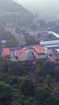 Vertical Aerial View of Simhachalam Temple Visakhapatnam India