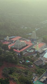 Vertical Aerial View of Simhachalam Temple Visakhapatnam India