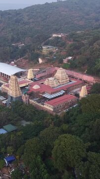 Vertical Aerial View of Simhachalam Temple Visakhapatnam India