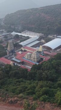 Vertical Aerial View of Simhachalam Temple Visakhapatnam India