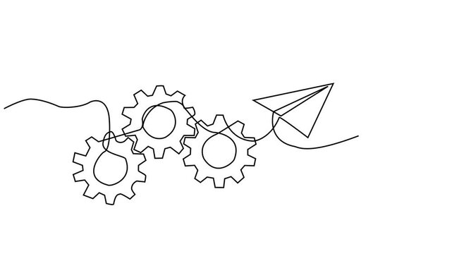 Mechanical Gear System Outline Motion Graphic