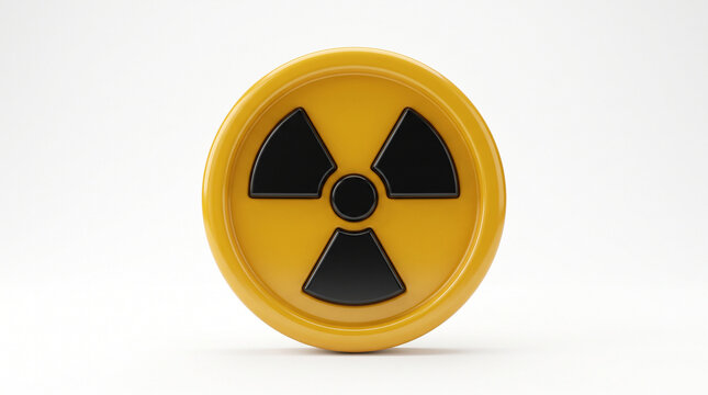 3d render of a yellow and black radiation hazard symbol isolated on white background