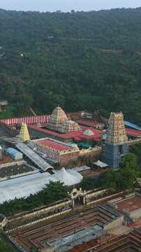 Vertical Aerial View of Simhachalam Temple Visakhapatnam India