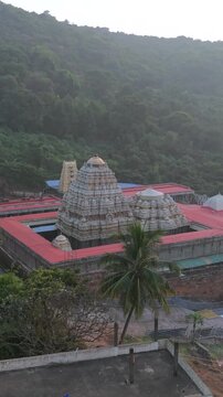 Vertical Aerial View of Simhachalam Temple Visakhapatnam India