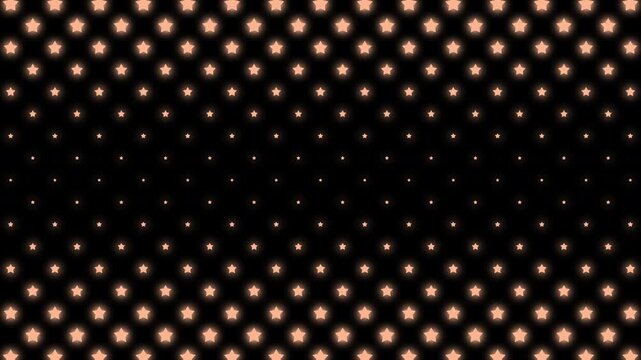 Peach Star Lights Twinkling on Black Background, Seamless Loop