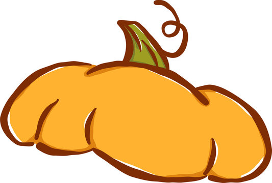 Cute Decorative Orange Pumpkin Hand Drawn Illustration
