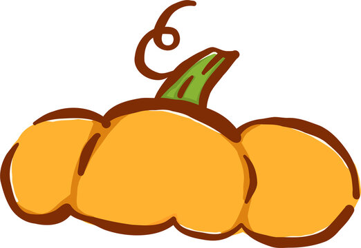 Cute Orange Pumpkin Hat accessory Hand Drawn Illustration