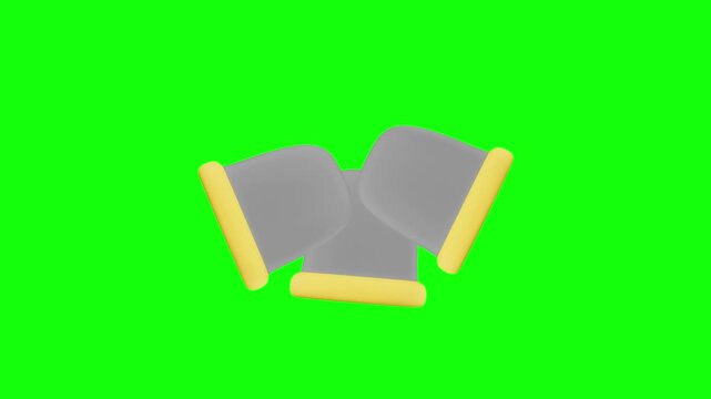 three gray bells 3D animated on green screen background