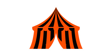 Circus tent vintage striped orange and black pattern big top carnival marquee isolated vector graphic illustration. © Akash