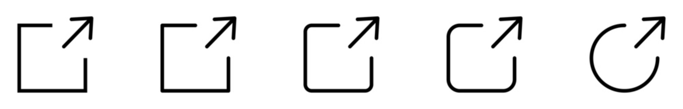 External link icon set for opening, sharing, launching, redirecting, and accessing web pages for websites and applications.