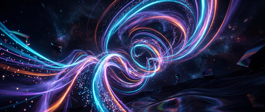 Dynamic Electric Energy Ribbons With Vibrant Futuristic Light Trails