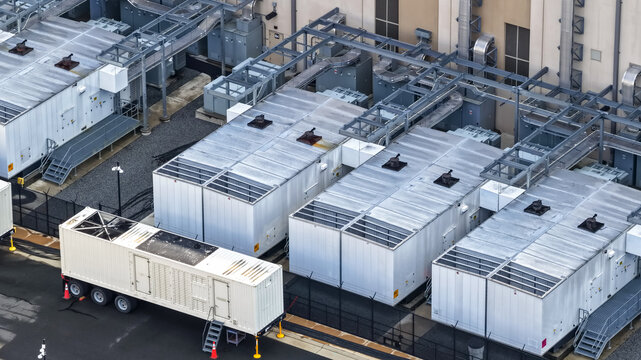 Industrial generators providing emergency power to Data center facility in Virginia.