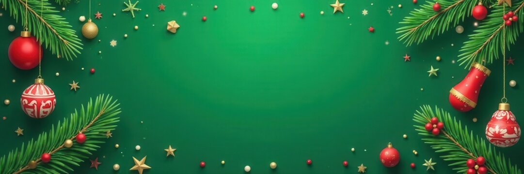 Simple style Christmas pattern Dark green background, cute holiday elements , seamless vector, vector pattern