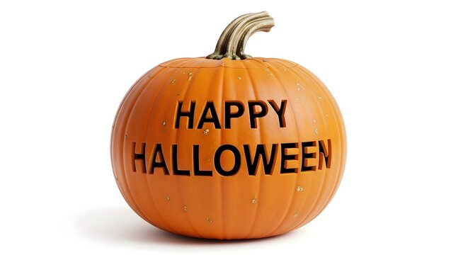Happy halloween carved pumpkin lantern isolated on white background