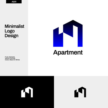 Abstract Geometry Purple Building Logo Design