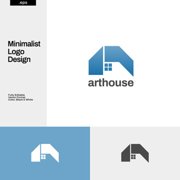 Abstract Simple House With Window Logo
