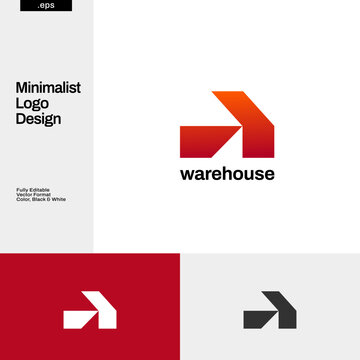 Red-Colored Abstract Simple House Building Shape Logo