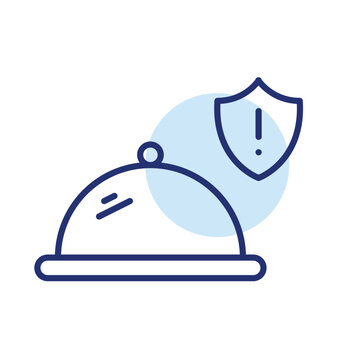 Food safety alert, dining security warning, protected meal alert. Pixel perfect, editable stroke vector icon
