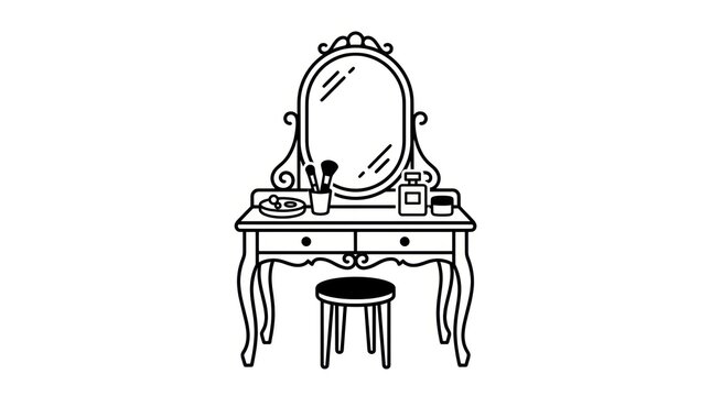 Vintage dressing table with mirror.
