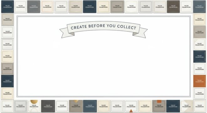 Creative Banner With 'Create Before You Collect' Message Over Color Swatches