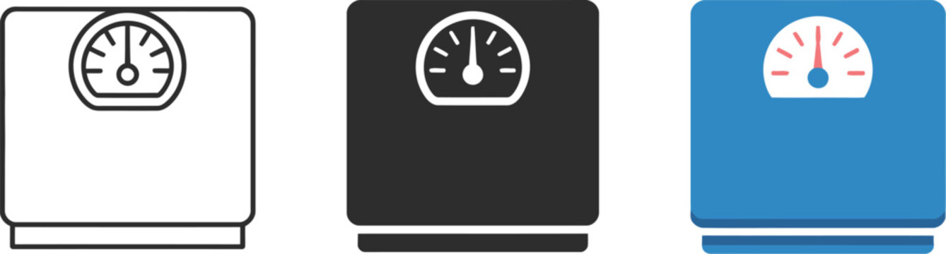 Digital weight scale icon featuring blue modern glyph, solid, and minimalist designs for health, measurement, and editable vector illustration.