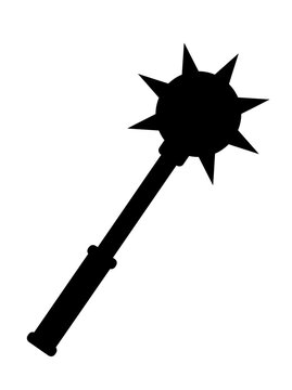 Spiked mace silhouette weapon design in black color  