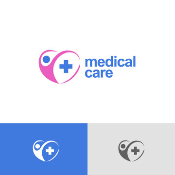 Heart Shape People Medical Company Business Logo Design Template