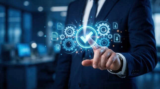 Automated electronic document approval workflow reducing manual paperwork and errors.
