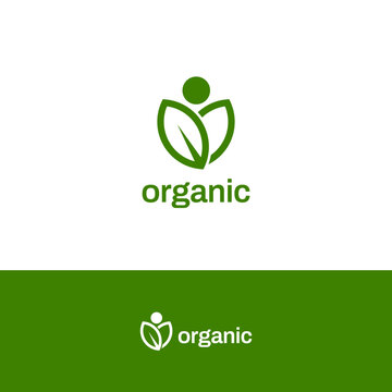 Simple Green Natural Organic Leaf Logo Design Template