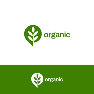 Simple Green Natural Bubble Leaves Organic Leaf Logo Design Template
