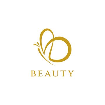 Abstract Simple Gold Luxury Ornamental Butterfly Shape Logo Sign Symbol Icon