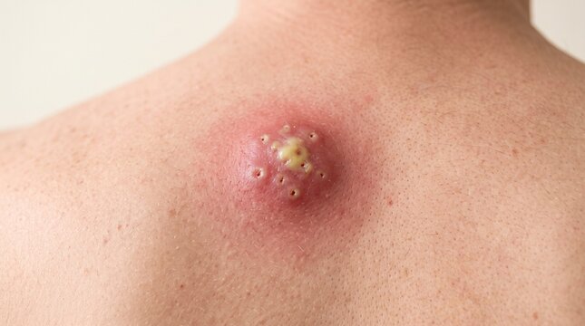 Carbuncle, Clustered Bacterial Skin Infection on Back