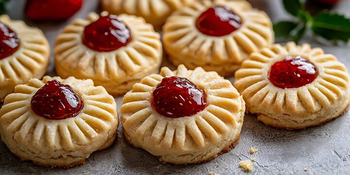 Whipped shortbread cookies with jam