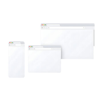 Blank web browser window mockup set