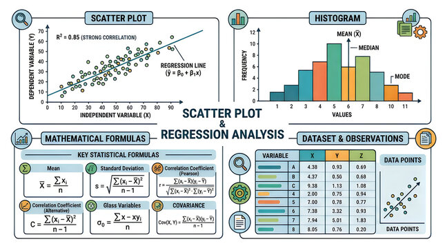 Business data dashboard with charts graphs and statistical tables