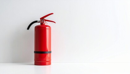 Obraz premium Red Fire Extinguisher Standing on White Background
