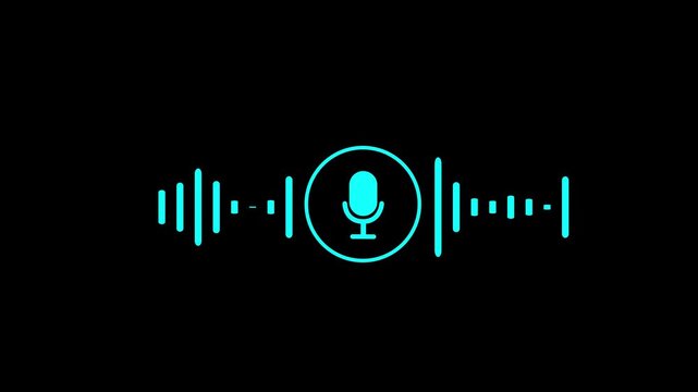 Microphone icon animation on green background. music bar in microphone icon of Motion graphics concept, 4k Animation...