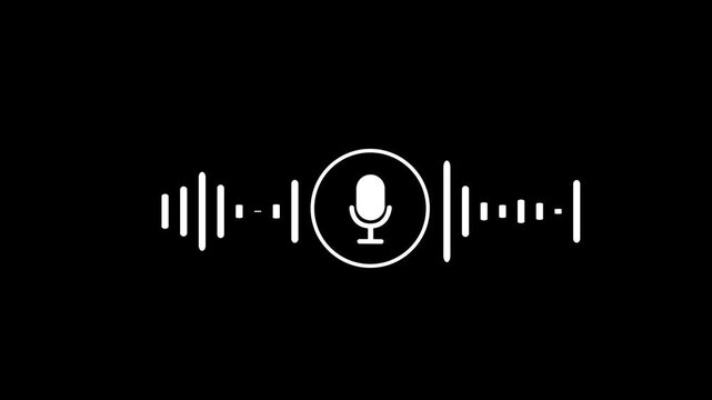 Microphone icon animation on green background. music bar in microphone icon of Motion graphics concept, 4k Animation...