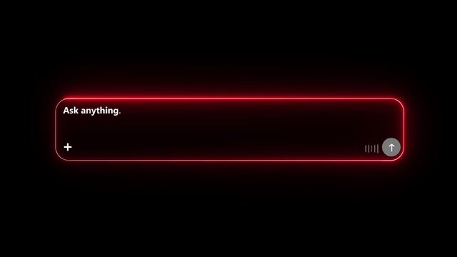 Chat interface text box with prompt placeholder and send button. Digital artificial intelligence communication field for user input. UI vector element for modern web .4K Animation..
