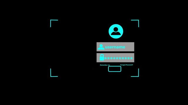 Cyber attack targeting online account authentication login security.Hacker attempting unauthorized access to personal data password breach,phishing,encryption vulnerability and 4K Animation..