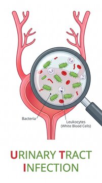 Urinary tract infection(UTI) vector. Illustration of infect the urinary tract. infographics