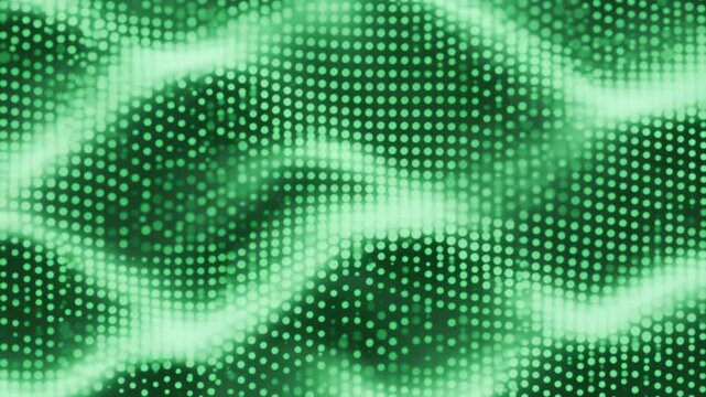Green halftone dots background with smooth animated pattern, rhythmic looping motion, clean geometric texture, seamless abstract visual backdrop, 4K video