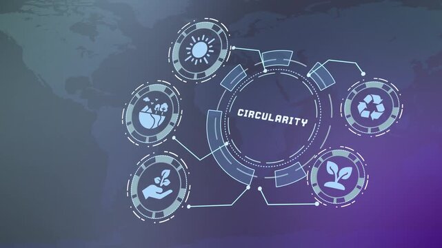 Circularity concept illustrating resource reuse, recycling, waste reduction, regenerative systems and a closed loop sustainable economy.