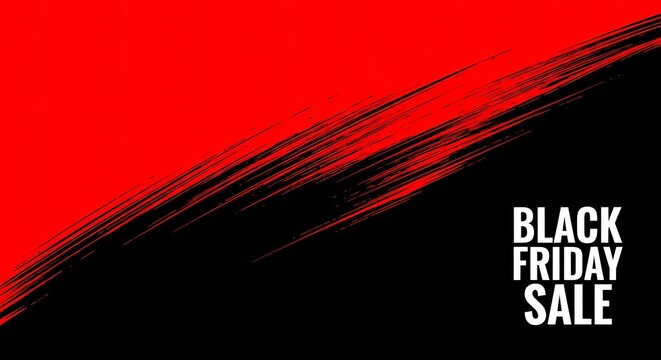 Black friday sale banner with red and black brush stroke texture background